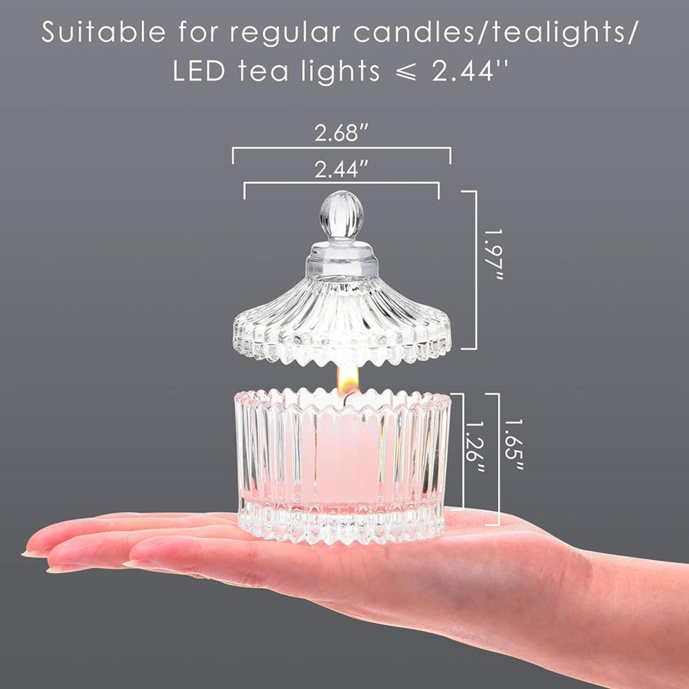 Votive Candle Holders with Lids, Tealight Candle Holders In Bulk, Glass Small for Table Centerpiece, Wedding, Home Decor