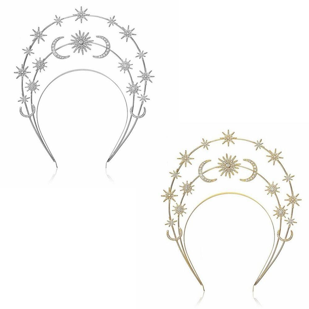 Rhinestones Crystal Goddess Crown Headband Gothic Wedding Bridal Headdress  Prom