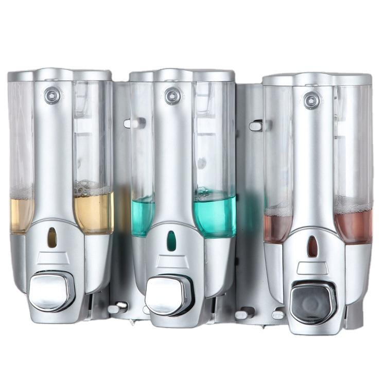Wall Mounted Manual Three Shampoo Dispensers Hotels Liquid Shower Soap Dispenser