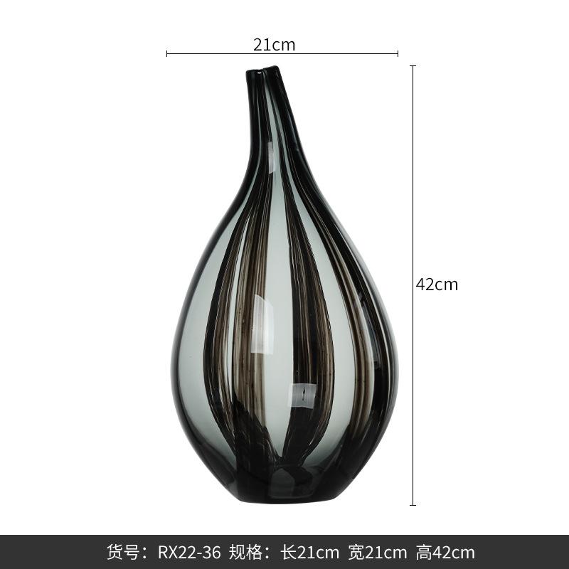 Black White Ink High End Big Belly Small Mouth Glass Vase Home Decor Living Room Flower Vase