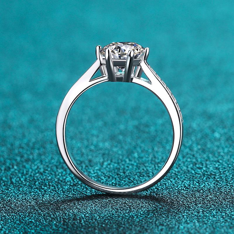 XDY PT950 Moissanite Ring for Women - S925 Silver, Simple Design, Pure Silver Plating