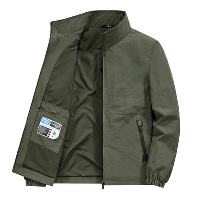 Casual Loose Fit Men's Jacket Spring Autumn Stand Collar Big Size Coat Comfortable Lightweight Business Style