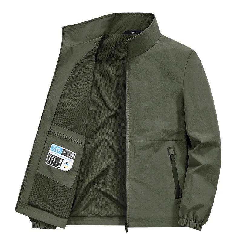 Casual Loose Fit Men's Jacket Spring Autumn Stand Collar Big Size Coat Comfortable Lightweight Business Style