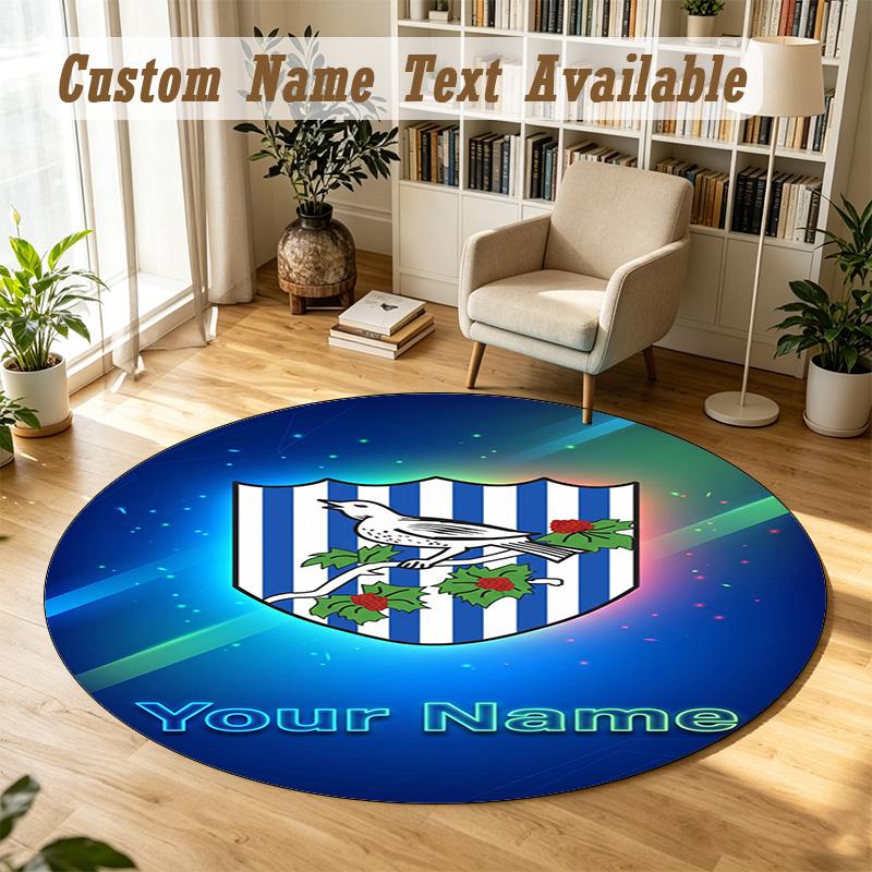 Round Rug Custom NameWest Bromwich Albion FC Pattern Non Slip Carpet Home Floor Decor