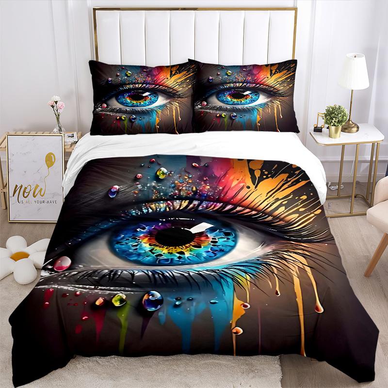 3pcs Rainbow Tears Bedding Set, Including 1 Quilt Cover and 2 Pillow Shams, Without Filling, Soft and Comfortable Home Bedroom Fabric
