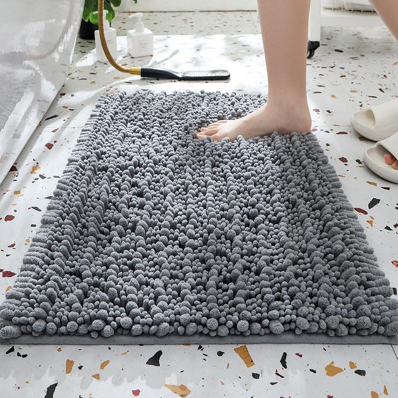 Chenille Long Pile Bathroom Mat - Water Absorbent & Anti-Slip Foot Pad for Home Use
