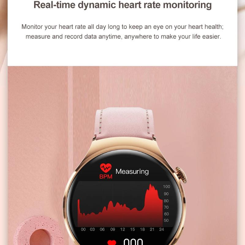 2025 Ny Dame Mote Smartklokke Kvinner AMOLED HD-skjerm GPS Puls Bluetooth-anrop Vanntett Utendørs Smartklokke for Xiaomi