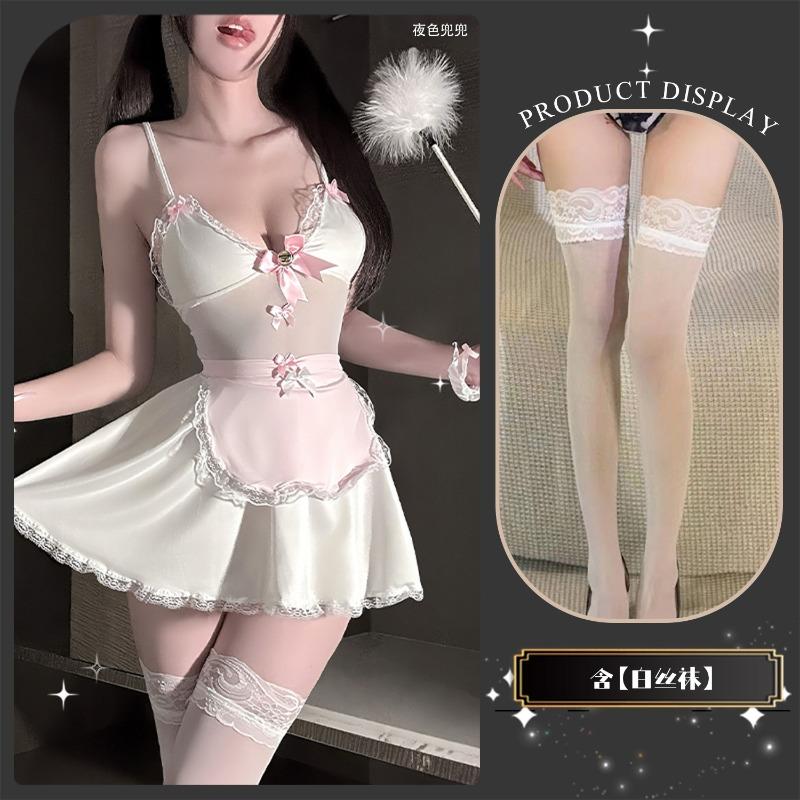 Playful Pussy Maid Play Suit Suspender Pajama Breast Sexy Pure Erotic Lingerie Seduction