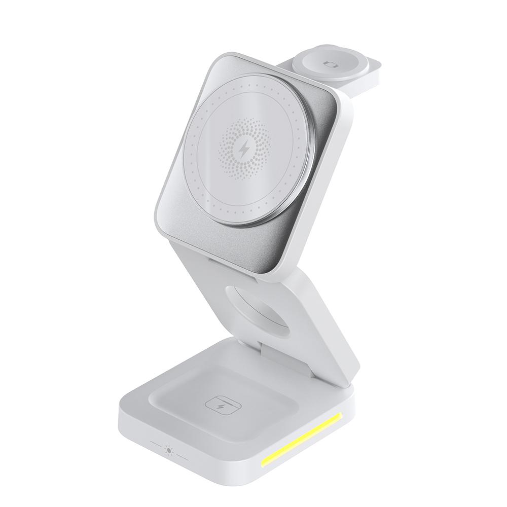 Portable Design Pocket Size Multi-functional  15W 3-in-1 Magnetic Wireless Fast Charging Station for Phone Watch Earbuds