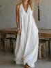 Damen Sommer Locker Ärmellos Schickes Maxikleid, Einfarbig Patchwork Elegantes Partykleid Lässig Einfach V-Ausschnitt Damenkleider