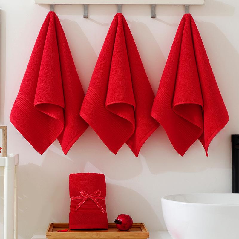 Red towel pure cotton wedding and birthday banquet embroidered pattern soft and absorbent