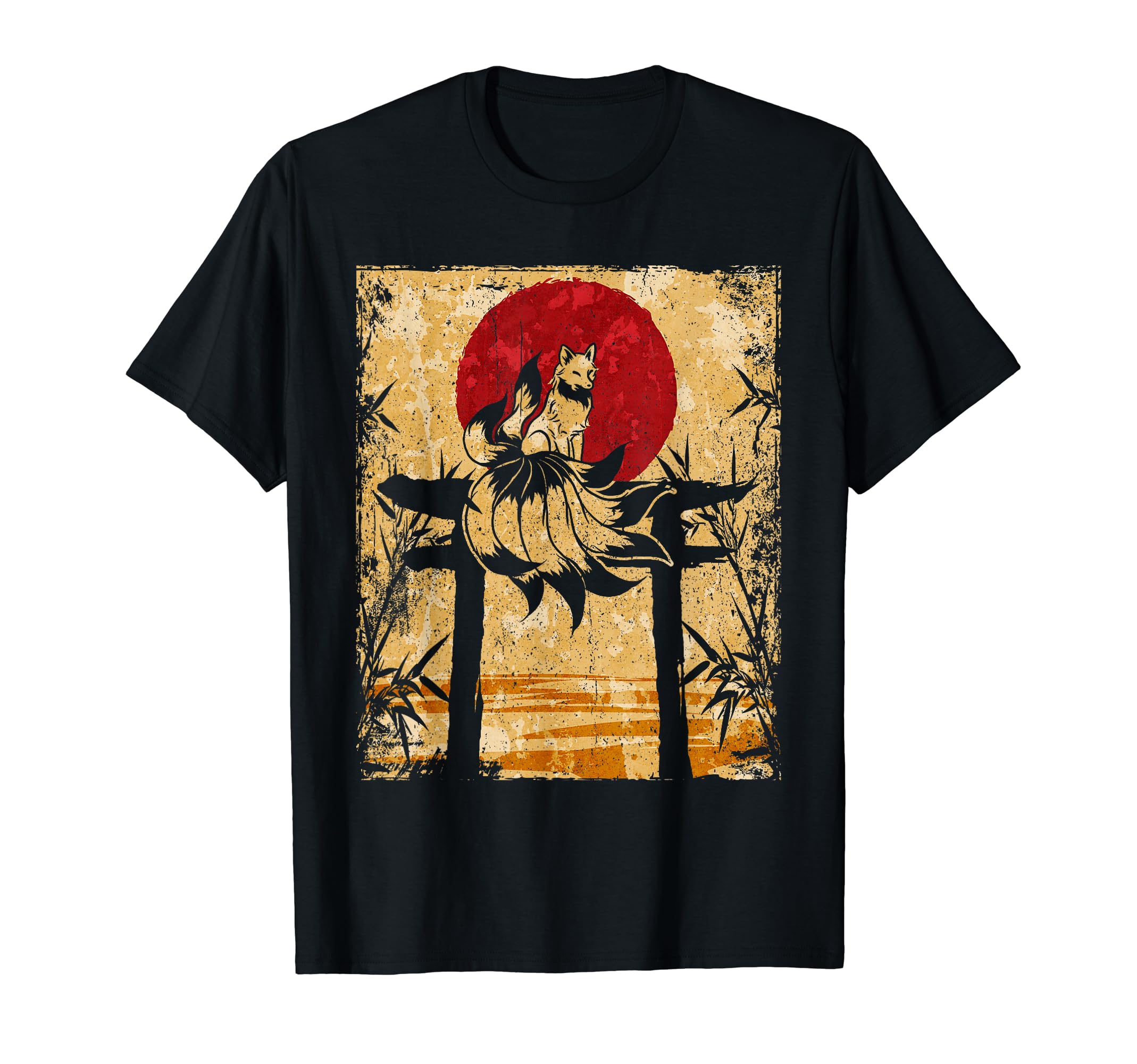 Nine-Tailed Fox Japanese Retro Art T-Shirt