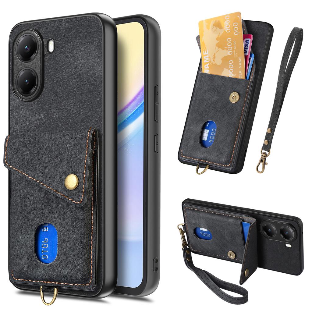 For Xiaomi Poco X7 Pro 5G/Xiaomi Redmi Turbo 4 5G Case with Card Holder Kickstand Leather Phone Back Cover