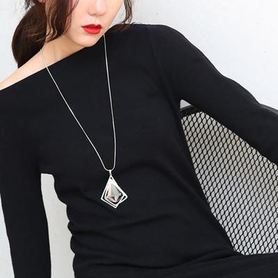 Women Diamond Pendant Long Sweater Chain Necklace Party Jewelry Gift