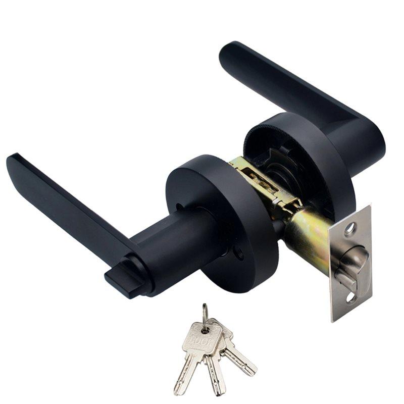 

ABKY-Zinc Alloy Indoor Door Lock With Silent Operation, Keyed Exterior, 60Mm Cylinder - Brushed Silver чорний
