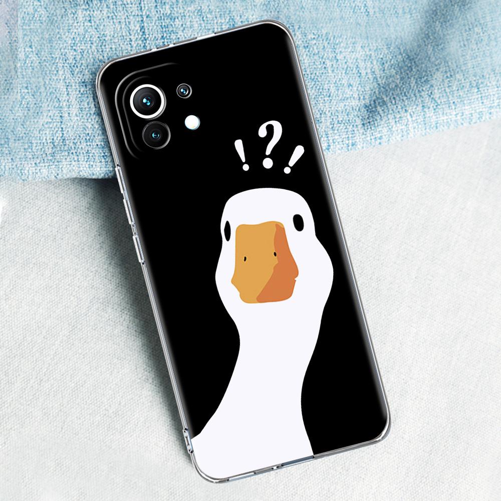 Cartoon Doubt Duck For Poco X5 X3 NFC F5 F4 F3 M3 Clear Case For Xiaomi 12T 12 13 Lite 11 Ultra Mi 10T 5G 11X Pro 11T Soft Cover