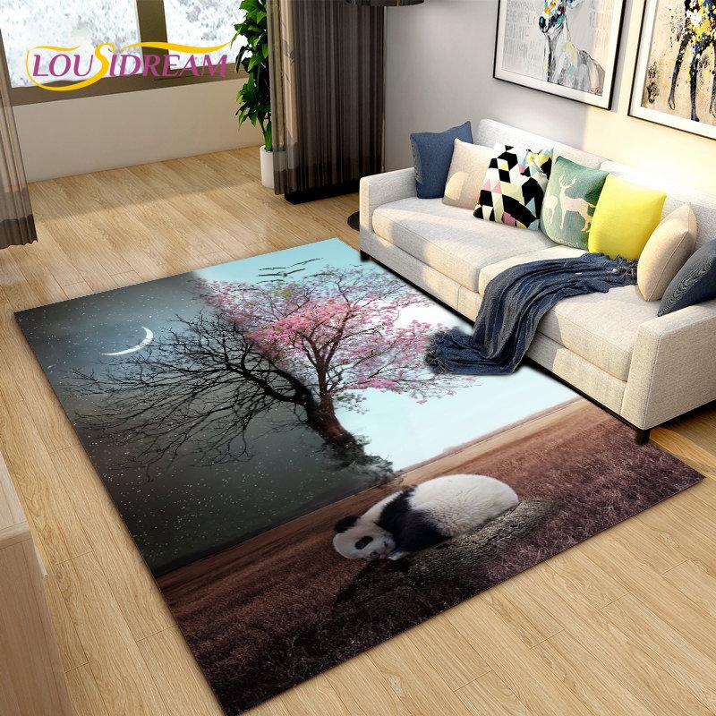 3D Cartoon Cute Panda Area Rug,Carpet Rug for Living Room Children's Room Decoration,Kid Play Crawl Soft Non-slip Floor Mat Gift