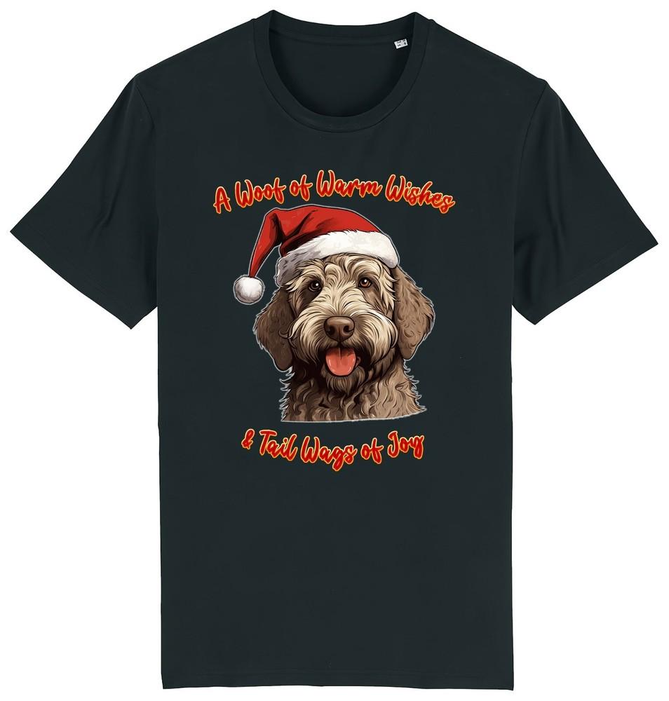 

Mens Labradoodle Christmas T-Shirt Santa Dog Woof Wishes Dogs Gift For Him Puppy 2XL
