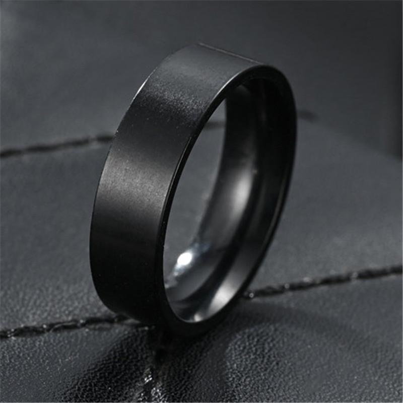 LETAPI Punk Vintage 6mm Simple Stainless Steel Ring for Men Women Gold Color Female Jewelry