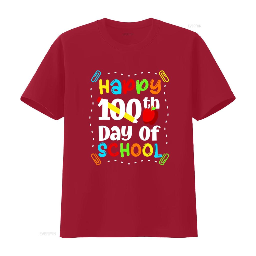 Glücklicher 100. Schultag T-Shirt Lehrer Jungen Mädchen 100 vintage Gewaschen Atmungsaktiv Bequem Weich mode Leicht