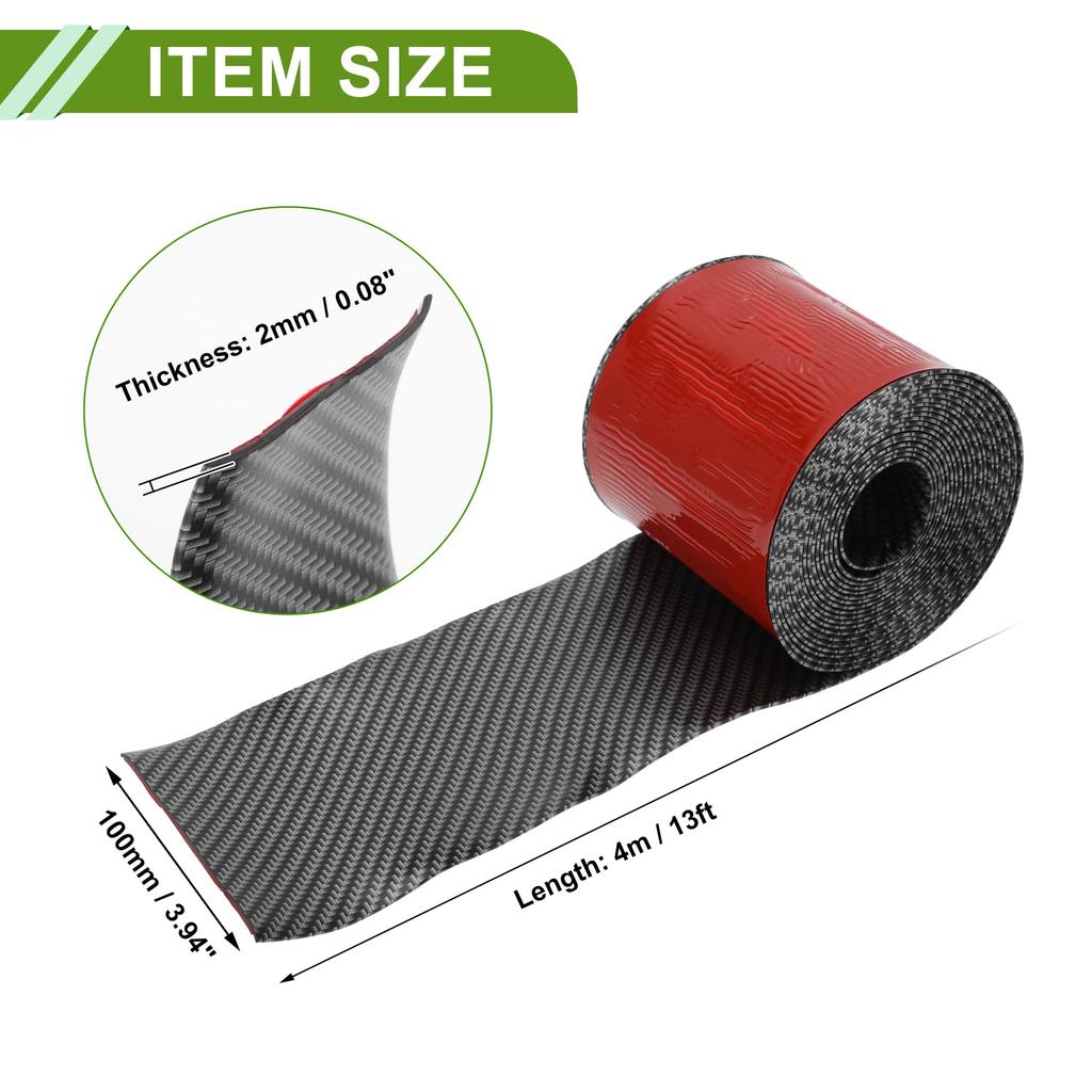 HOPESPANNER Universal X Car Side Skirt Adjustable Side Edge Carbon Fiber 1 Piece 13' 3.94" Protector, Guard, PVC, Pattern, Black,