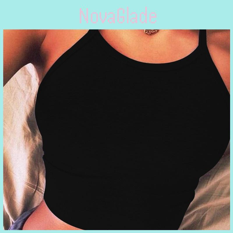 Canottiera Base Nera Sexy Estiva da Donna in Cotone con Vestibilità Comoda