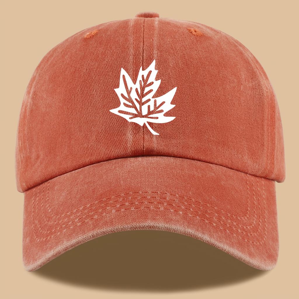 Maple Leaf Print Retro Trucker Cap Breathable Adjustable Baseball Cap Unisex Sun Hat