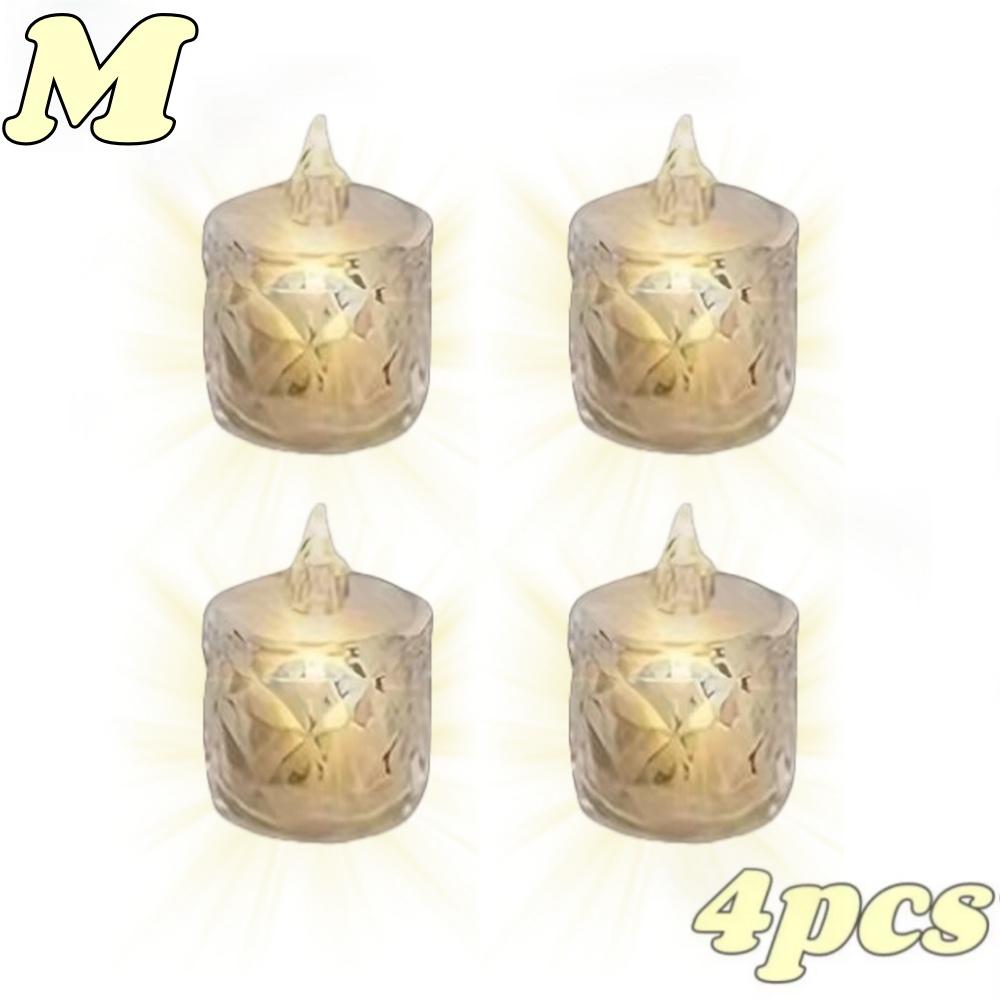 4/24pc Crystal Flameless LED Candles Plastic Battery TeaLight with Realistic Flame for Home Holiday Wedding Party Tabletop Decor