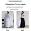 LANGSHA Women's High-Waist Pleated A-Line Skirt Pants