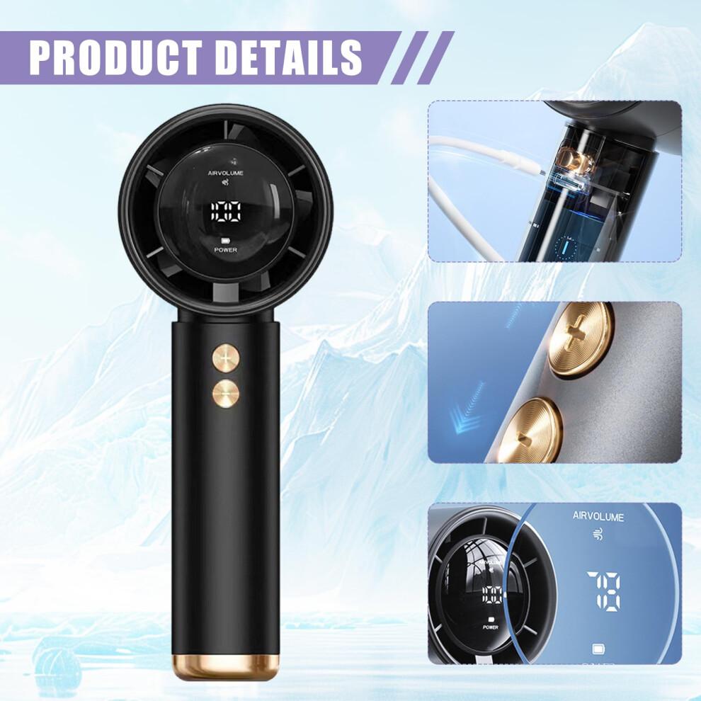 Portable Handheld Fan, High Speed Turbo Mini Fan 100 Speeds, Digital Display, 3000mAh Battery Rechargeable Personal Fan, Up To 15H Cooling Time, Power