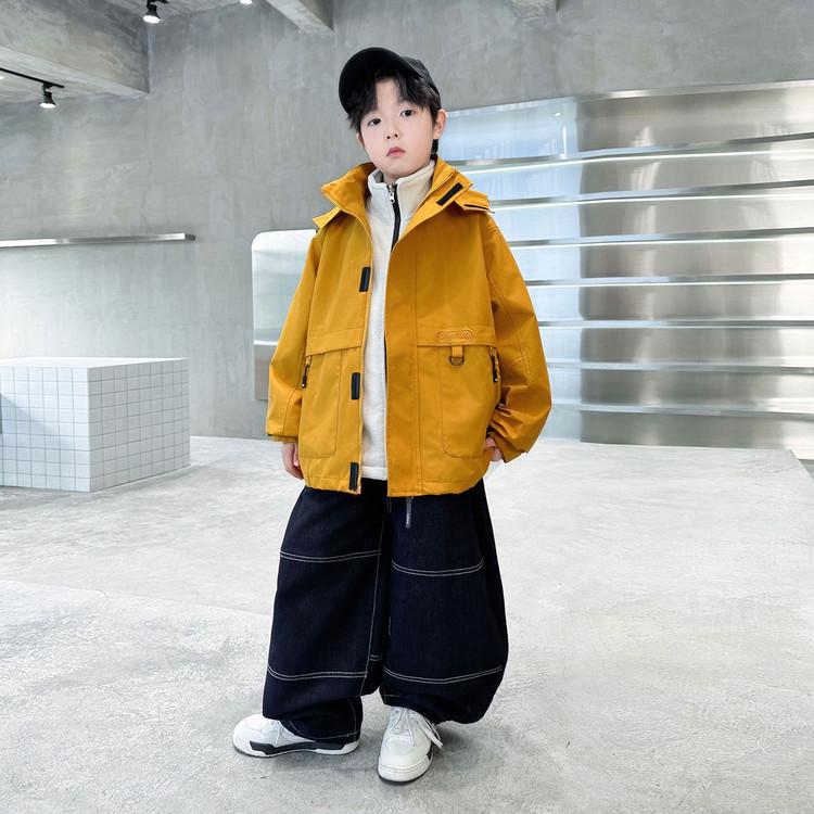 

Boys 2025 Fleece-Lined Hooded Windbreaker - 3-in-1 Spring/Autumn Jacket 140cm