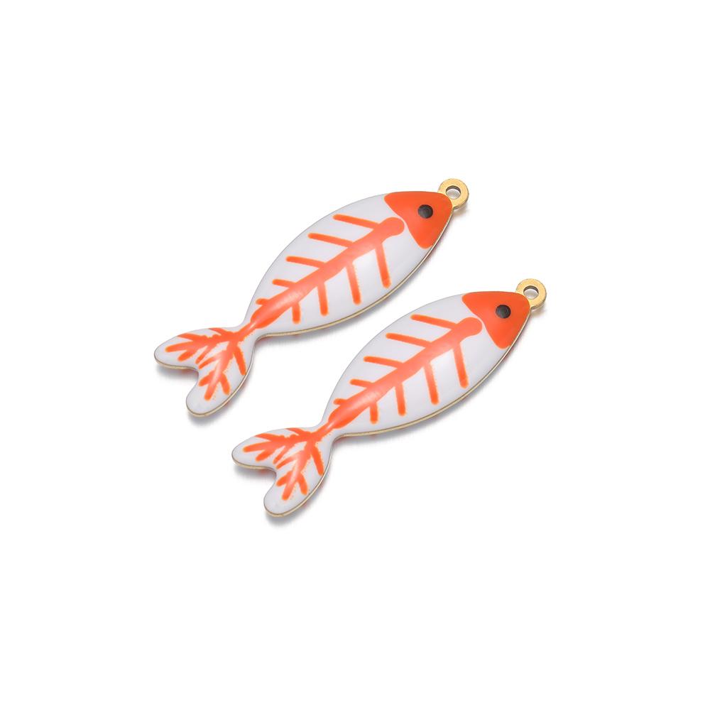 5pcs Stainless Steel Enamel Black Fish Bone Charms for DIY Jewelry Girls Necklace Pendants Kids Bracelet Women Earrings Making