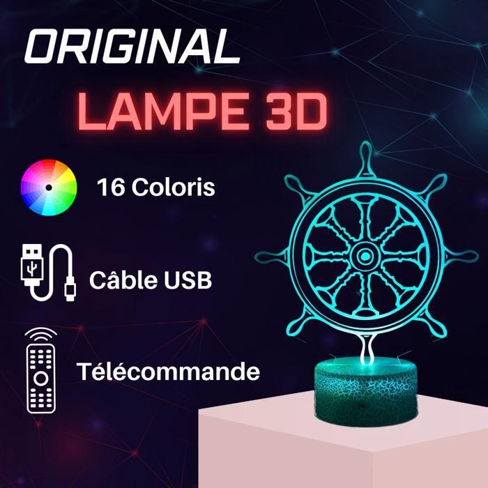 Lampe De Chevet 3D LED - Décoration Thème Mer - Changement De Couleurs - Télécommande Incluse - Idée Cadeau