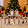 Vintage Luminous Foldable Snow View Wooden House Christmas Tree Fence Christmas Decoration Ornament
