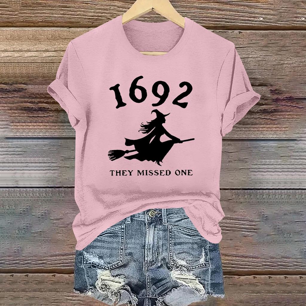 Women's Casual Printed Round Neck Short Sleeve T-Shirt Pullover Top