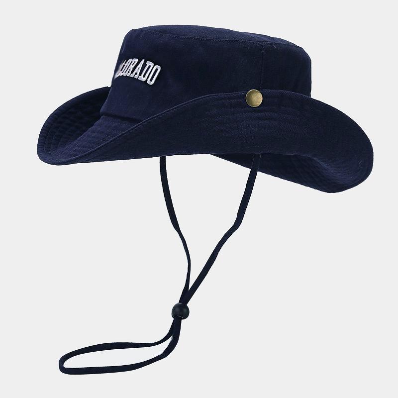

Unisex Western Style Hat With Embroidered Letters For Outdoor Sun Protection темно-синього кольору