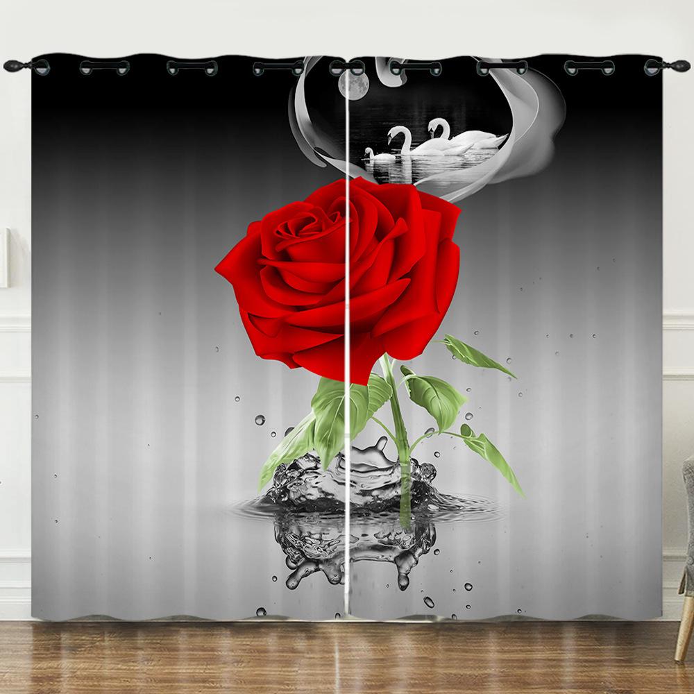

Шторы Цветы Розы Растения Цветы 3D Цифровая Печать Затемняющая Штора На Люверсах 97cm*114cm*2
