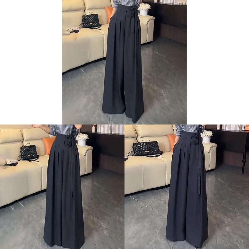 Damen High Waist Wide Leg Hose Mit Bindegürtel Für Lässige Bürokleidung