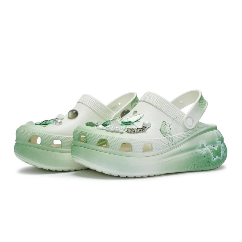 Crocs Crush Clog 811 made of Xiaodie Zangchun Freshness Butterfly Hole Shoes Unisex Same Green and White