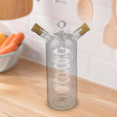 2 In 1 Cruet Bottle Separated Compartments 2.5x6.8inch Transparent for Salad Dressing Accessory