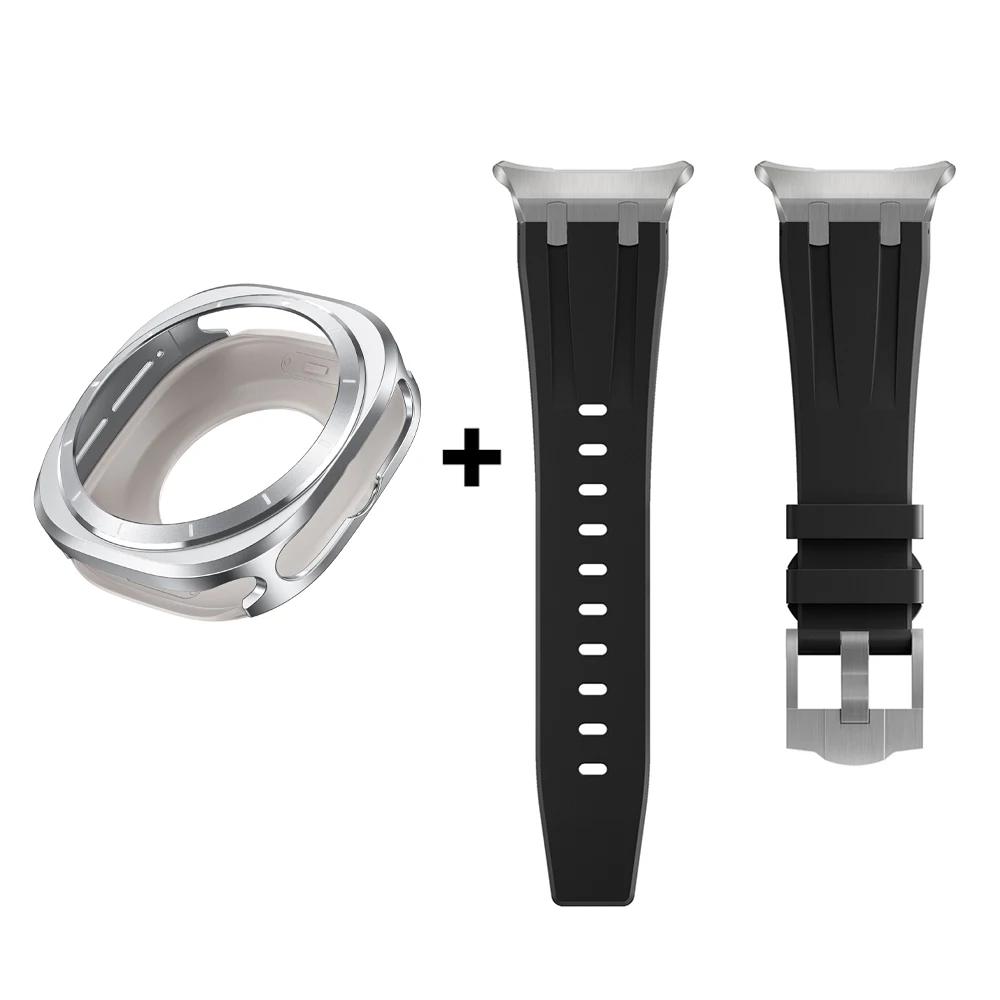 Luxury Case Strap for Samsung Galaxy Watch 7 Ultra 47mm Rubber Band Aluminium Cover For SAMSUNG GALAXY ULTRA 47MM Men Bracelet