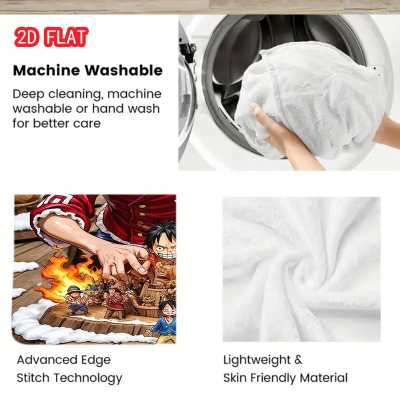 One Piece Daily Flannel Blanket Lightweight Soft Warm for Home Office Bedroom Use THW