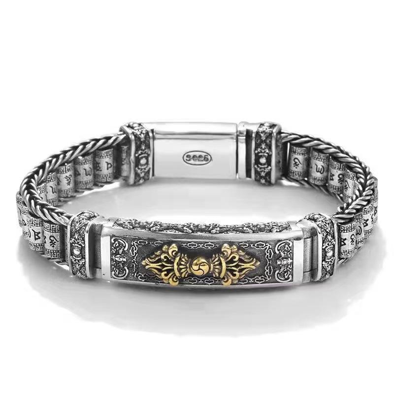 

Ретро Taiyin Road Road Transit Transit Tube Transfer Алмазный пестик Вращающийся мужской браслет Персонализированный и доминирующий старый ремесленный 18CM