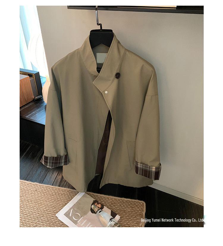 2025 Autumn Women's Petite British Style Short Trench Coat with Stand-Up Collar