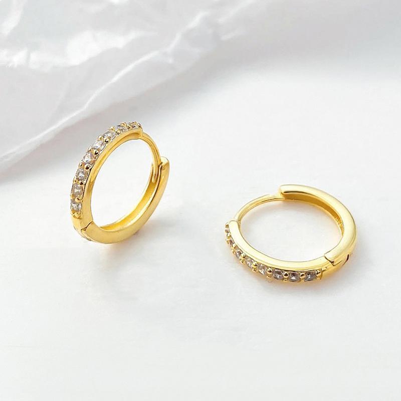 LATS 2PCS Copper Alloy Minimal Hoop Earrings Crystal Zircon Small Huggie Thin Cartilage Earring Helix Tragus Piercing Jewelry