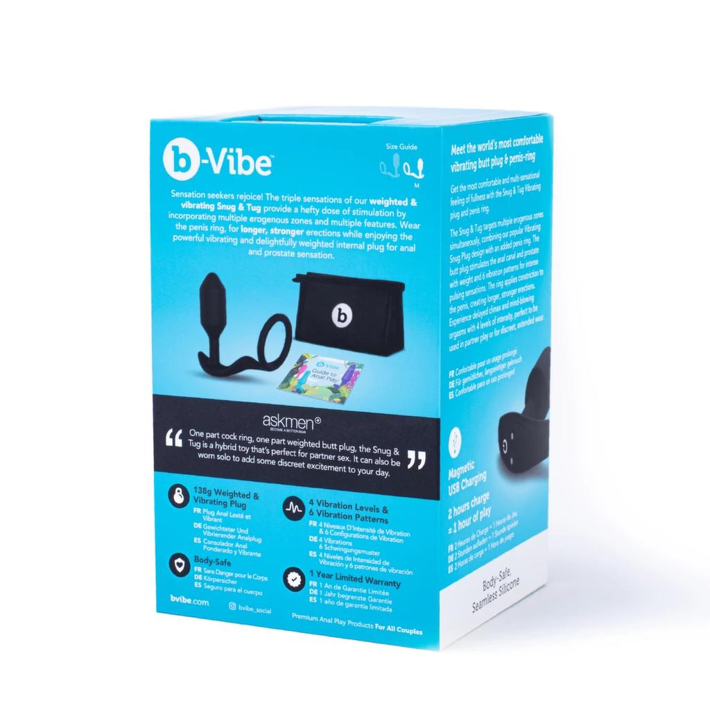 Vibrating anal plug with ring - B-Vibe Vibrating Snug & Tug M