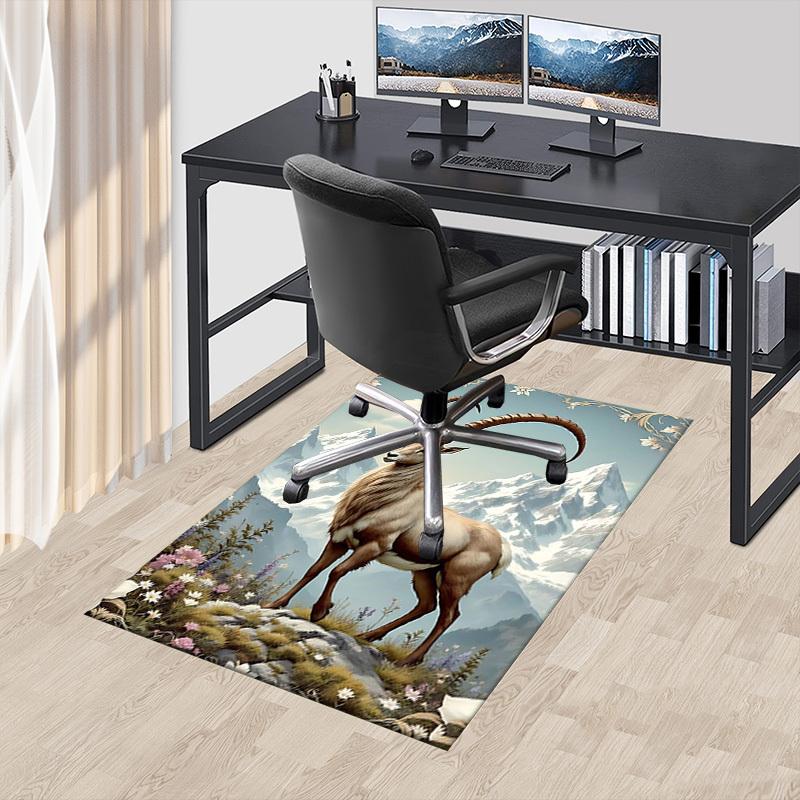 1PC Mountain Goat Flowers Non-Slip Floor Carpet Compatible for Office&Living Room&Bedroom&Dining Room - Flat-Weave Machine-W250