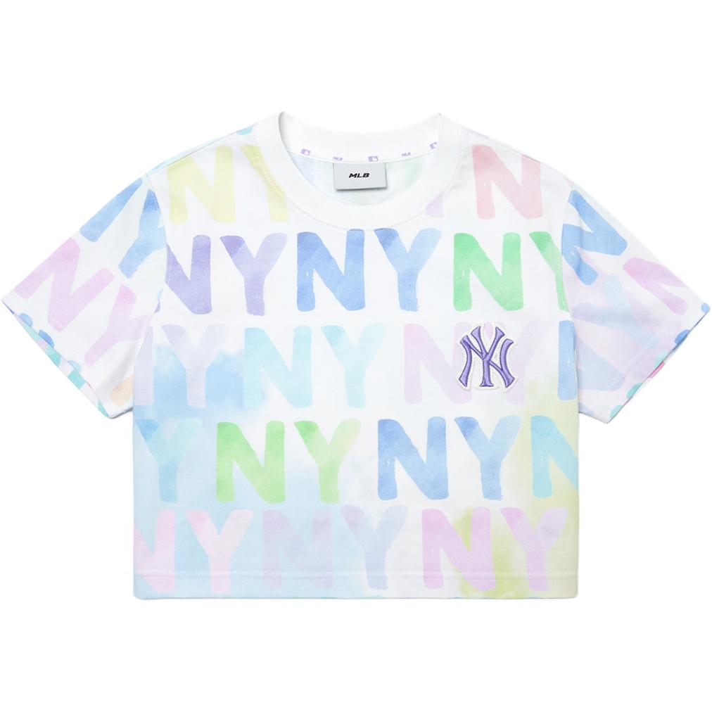 New MLB Base Logo Crop Tops Women's White 3FTSM0023-50WHS