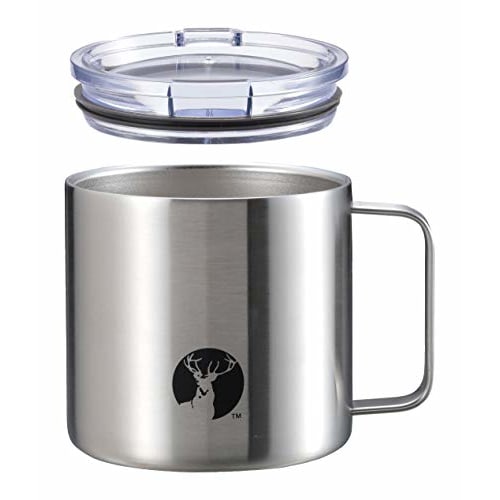 CAPTAIN STAG HD Mug, Double Stainless Steel, Vacuum Insulated, Keeps Drinks Hot or Cold, with Lid, 450ml, Silver, UE-3494