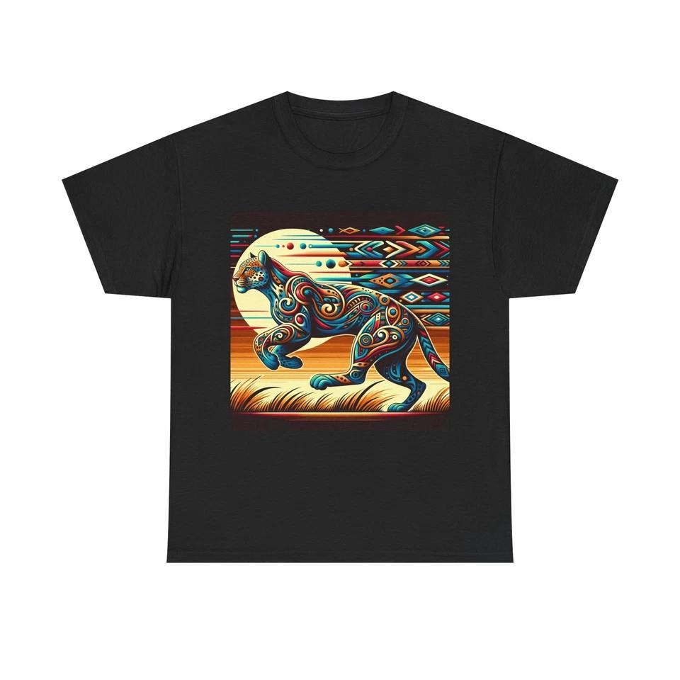 Unisex Adult T Shirt Tribal Leopard in Totem Patterns S